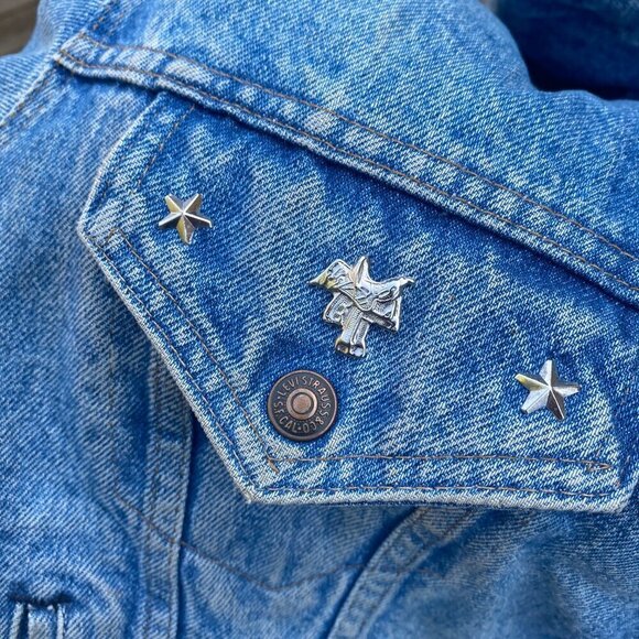 Vintage 1971 Orange Tab Levis Sherpa Denim Jacket Size 44 Large Blue - Picture 13 of 16